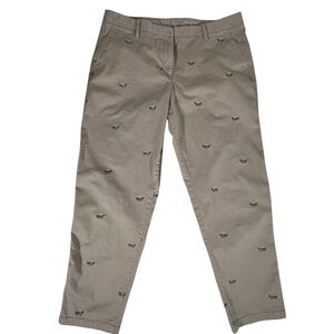 Talbots Weekend Chino Pants Women Sz 16 Embroidered Dachshund Khaki Weenie Dog